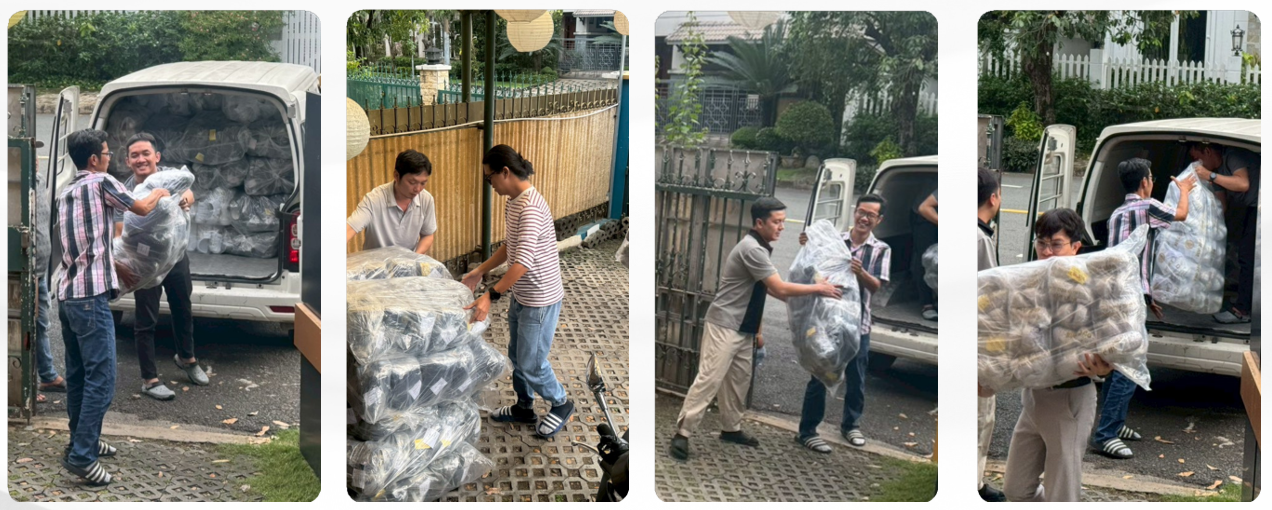A group of people holding a bag of plastic

AI-generated content may be incorrect.
